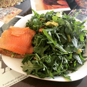 salmon avo toast and salad Keeping It Real Food