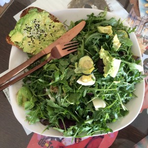 salad and avo toast