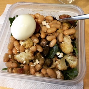 desk lunch salad white beans