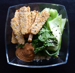 tempeh with bok choy and cauliflower rice