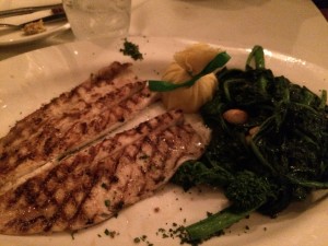 Grilled trout and broccoli rabe