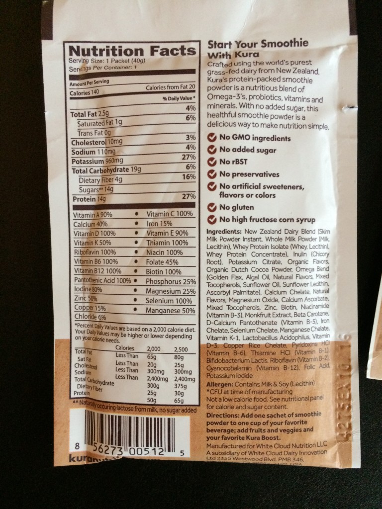 chocolate kura powder nutrition 