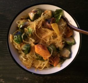 spaghetti squash root veggie bowl