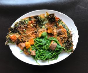 frittata with greens and sweet potato