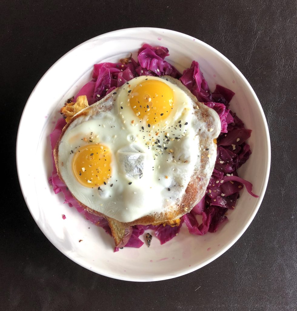 Braised Red Cabbage and Eggs