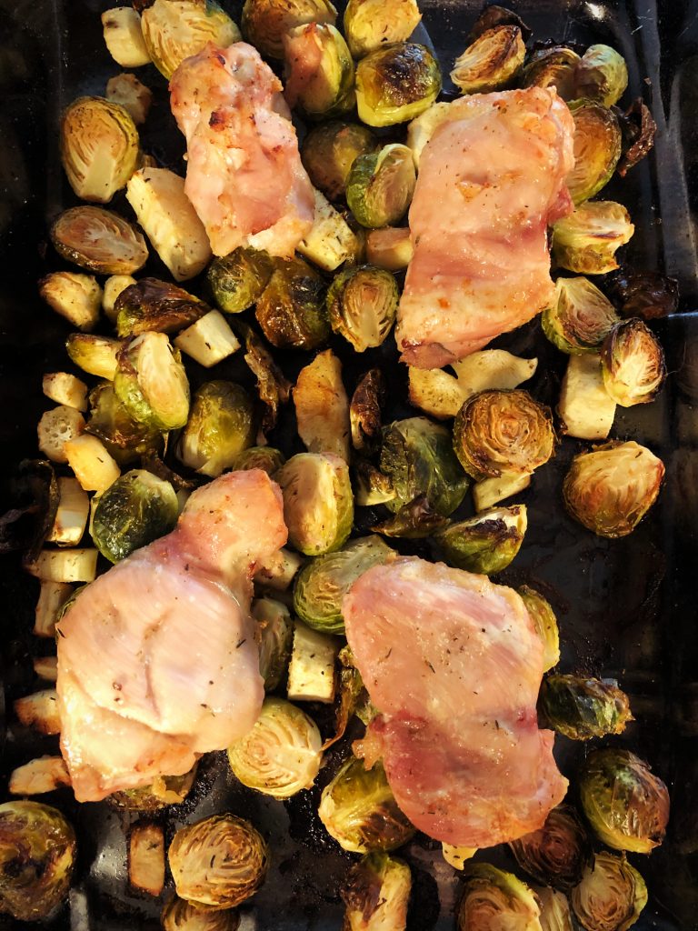 baked-chicken-brussels-sprouts